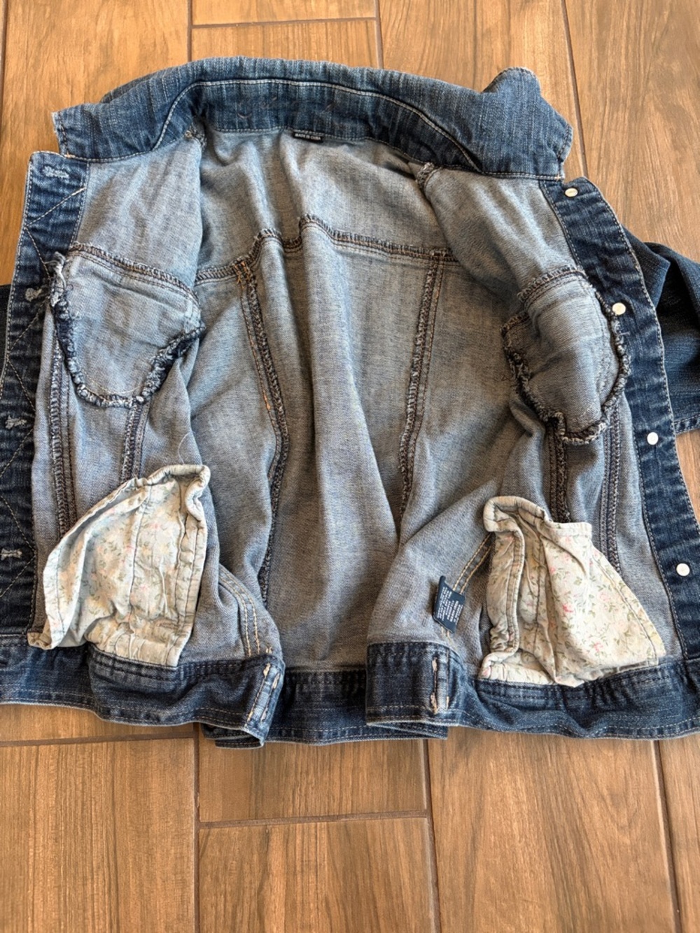 Celebrity Pink Distressed & Cropped Blue Denim Jacket - Picture 8 of 11